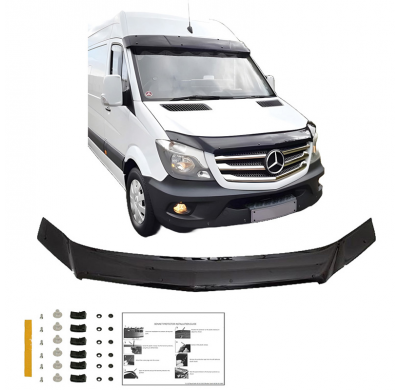 Protector de capó Oneway apto para Mercedes Sprinter W906 Facelift 2014-2018 - Negro brillante