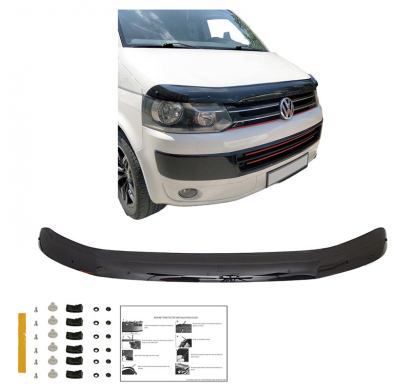 Protector de capó Oneway apto para Volkswagen Transporter T5.1 2010-2015 - Negro brillante