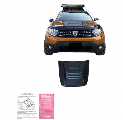 Toma de aire de capó unidireccional compatible con Dacia Duster I 2010-2017 y Duster II 2018-2024 - Negro mate