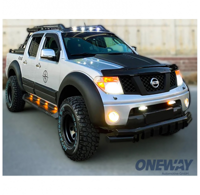 Toma de aire de capó unidireccional compatible con Volkswagen Amarok MK1 2010-2022 y Nissan Navara D40 2005-2010 - Negro brillan