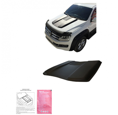 Toma de aire de capó unidireccional compatible con Volkswagen Amarok MK1 2010-2022 y Nissan Navara D40 2005-2010 - Negro mate