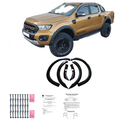 Pasos de rueda Oneway aptos para Ford Ranger T8 2019-2022 (con cinta) - Negro mate