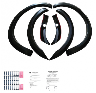 Pasos de rueda Oneway aptos para Ford Ranger T8 2019-2022 (con cinta) - Negro mate