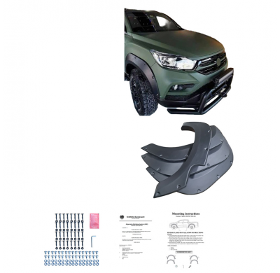 Pasos de rueda Oneway aptos para SsangYong Musso Grand (distancia entre ejes corta) 2018-2020 - Negro mate