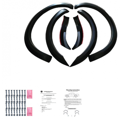 Pasos de rueda Oneway aptos para Ford Ranger T6/T7 2012-2019 (con cinta) - Negro mate