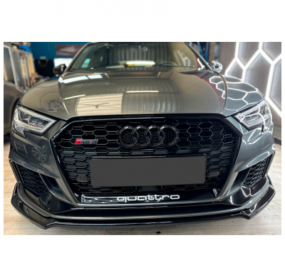 Spoiler delantero Oneway apto para Audi RS3 8V Sedan/Sportback Facelift 2017-2020 - Negro brillante