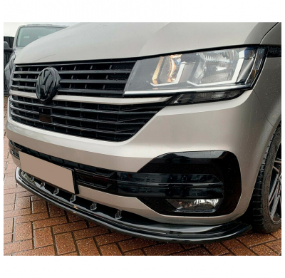 Spoiler delantero Oneway apto para Volkswagen Transporter T6.1 2020-2022 - Versión 4 - Negro brillo