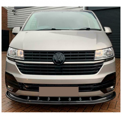 Spoiler delantero Oneway apto para Volkswagen Transporter T6.1 2020-2022 - Versión 4 - Negro brillo