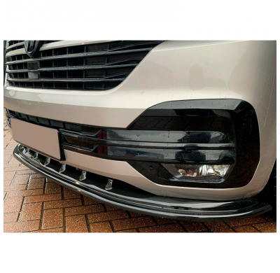 Spoiler delantero Oneway apto para Volkswagen Transporter T6.1 2020-2022 - Versión 4 - Negro brillo