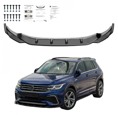 Spoiler delantero Oneway apto para Volkswagen Tiguan II R/R-Line Facelift 2020-2024 incl. Allspace - Negro brillante
