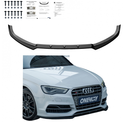 Spoiler delantero Oneway apto para Audi S3 8V (Sedán/Convertible) 2013-2016 - Versión 2 - Negro brillante
