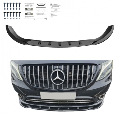 Spoiler delantero Oneway apto para Mercedes Vito W447 2014- - Negro brillante