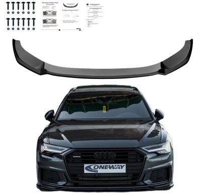 Spoiler delantero Oneway apto para Audi A6 S-Line/S6 C8 (Sedan/Avant) 2018- - Versión 2 - Negro brillante