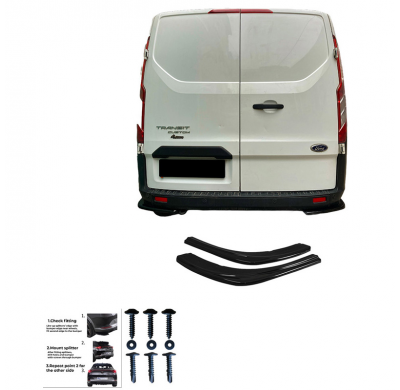 Difusores laterales traseros Oneway aptos para Ford Transit Custom MK1 Facelift 2018-2023 - Negro brillante
