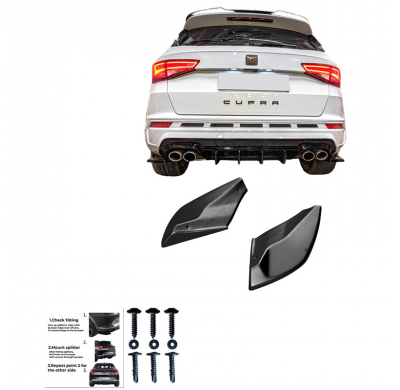 Difusores laterales traseros Oneway aptos para Cupra Ateca MK1 2018- - Negro brillante