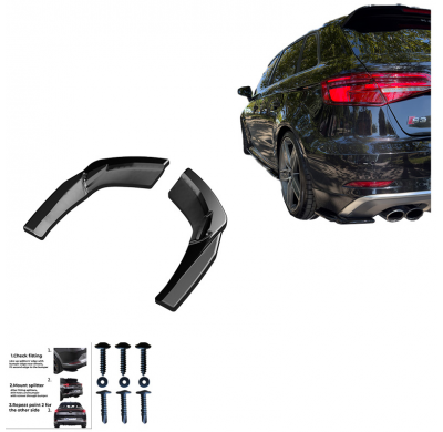 Difusores laterales traseros Oneway aptos para Audi S3 Sportback 8V Facelift 2016-2020 - Negro brillante