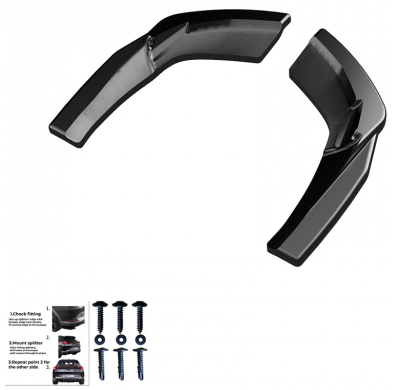 Difusores laterales traseros Oneway aptos para Audi S3 Sportback 8V Facelift 2016-2020 - Negro brillante