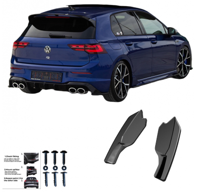 Difusores laterales traseros Oneway aptos para Volkswagen Golf VIII HB R 2020- - Negro brillante