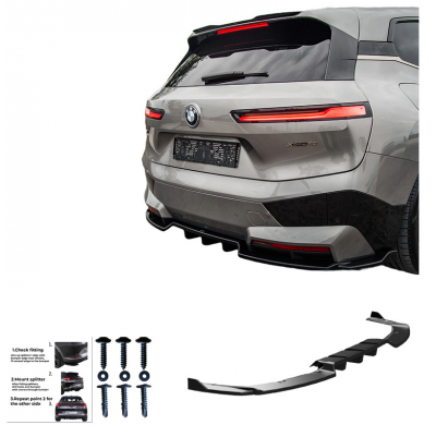 Faldón de parachoques trasero Oneway apto para BMW iX M-Pack i20 2021- - Negro brillante
