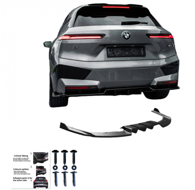 Faldón de parachoques trasero Oneway apto para BMW iX M-Pack i20 2021- - Negro brillante