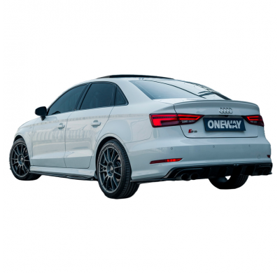 Difusores laterales traseros Oneway aptos para Audi S3 8V Sedan 2013-2016 - Negro brillante