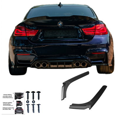 Difusores laterales traseros Oneway aptos para BMW M4 F82 2014-2021 - Negro brillante