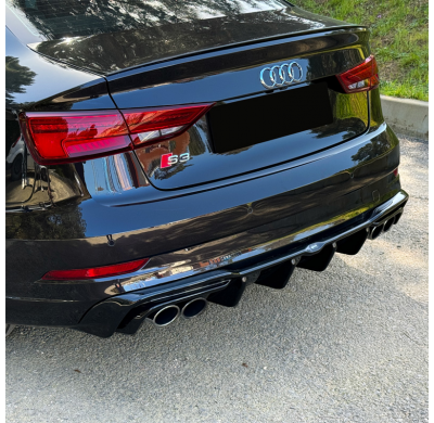 Difusor trasero Oneway apto para Audi S3 Sedan 8V Facelift 2016-2020 - Negro brillante