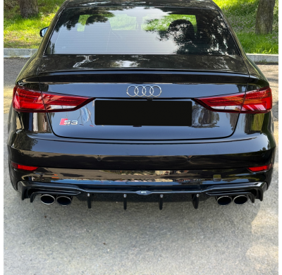 Difusor trasero Oneway apto para Audi S3 Sedan 8V Facelift 2016-2020 - Negro brillante