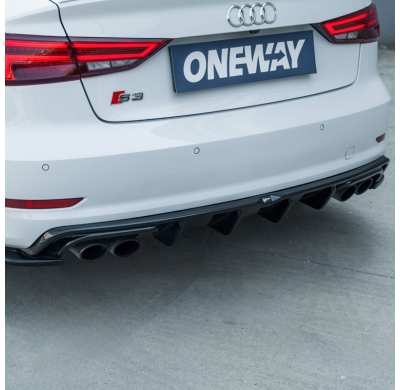 Difusor trasero Oneway apto para Audi S3 Sedan 8V 2013-2016 - Negro brillante