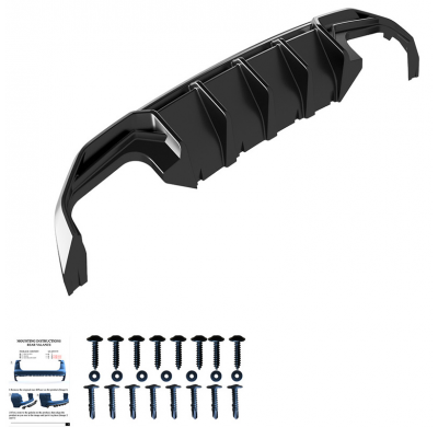 Difusor trasero unidireccional apto para Audi A3 8Y S-Line/S3 Sedan/Sportback 2020- - Negro brillante