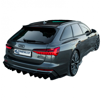 Difusor trasero unidireccional apto para Audi A6 S-Line/S6 C8 (Sedan/Avant) 2018- - Negro brillante
