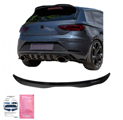 Alerón de techo Oneway (tapa) apto para Seat Leon (5F) HB Cupra 2013-2016 - Negro brillante
