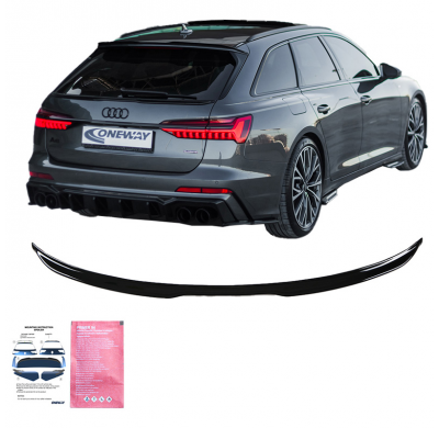 Alerón de maletero Oneway apto para Audi A6 S-Line/S6 C8 Avant 2018- - Negro brillante