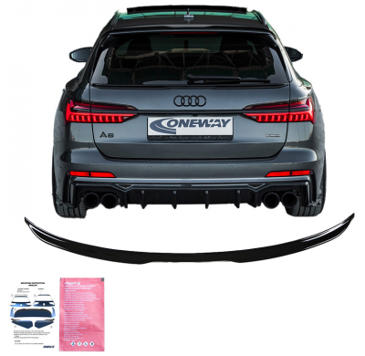 Alerón de maletero Oneway apto para Audi A6 S-Line/S6 C8 Avant 2018- - Negro brillante