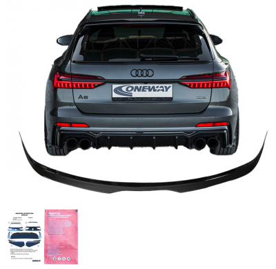 Alerón de techo unidireccional (tapa) apto para Audi A6 S-Line/S6 C8 Avant 2018- - Negro brillante