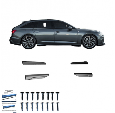 Faldones laterales Oneway Set aptos para Audi A6 S-Line/S C8 (Sedan/Avant) 2018- - Negro brillante