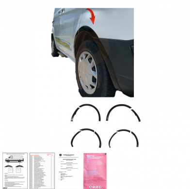 Embellecedores de paso de rueda Oneway Set aptos para Ford Transit Custom MK1 2012-2018 - Negro brillante