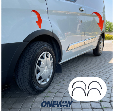 Embellecedores de paso de rueda Oneway Set aptos para Ford Transit Custom MK1 2012-2018 - Negro mate
