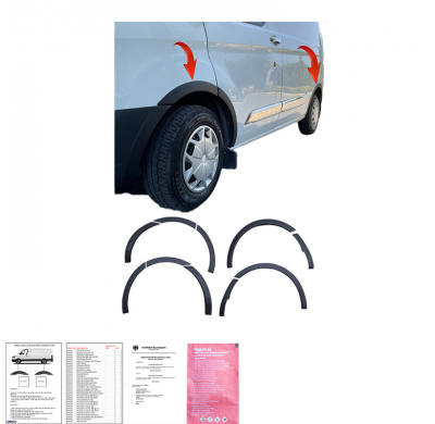 Embellecedores de paso de rueda Oneway Set aptos para Ford Transit Custom MK1 2012-2018 - Negro mate