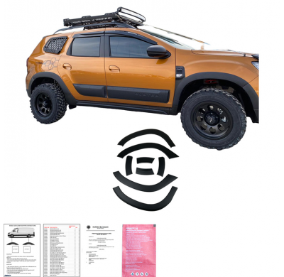 Embellecedores de paso de rueda Oneway Set compatibles con Dacia Duster II 2018-2024 - Negro mate