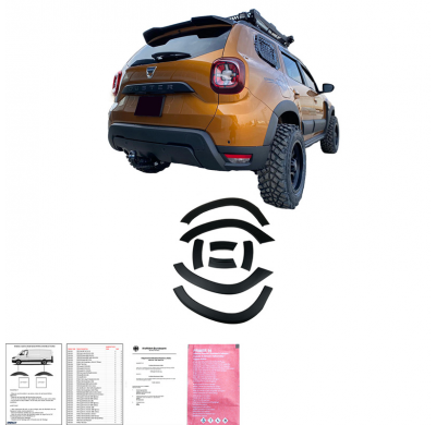 Embellecedores de paso de rueda Oneway Set compatibles con Dacia Duster II 2018-2024 - Negro mate