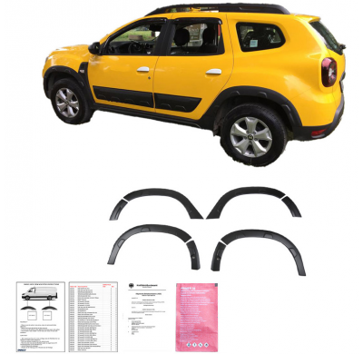 Embellecedores de paso de rueda Oneway Set compatibles con Dacia Duster II 2018-2024 con Park Assist (Offroad) - Negro mate