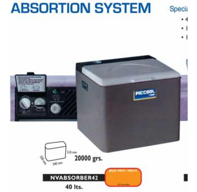 NEVERA ABSORCIÓN/GAS 40 LTS. 12V+ 230V + GAS  100% SILENCIO ESPECIAL MOTORHOME Y CAMPING