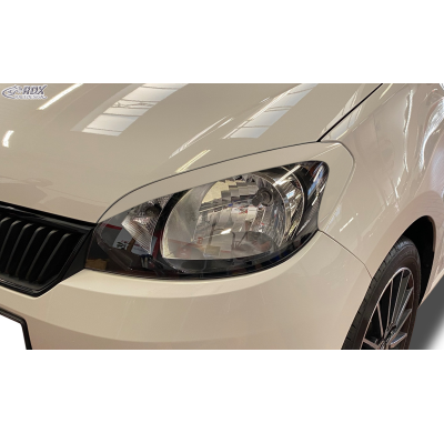 RDX Pestañas de faros para SKODA Citigo Light Brows Conjunto para ambos lados. Fabricado en plástico PUR/ABS. Incluye homologaci
