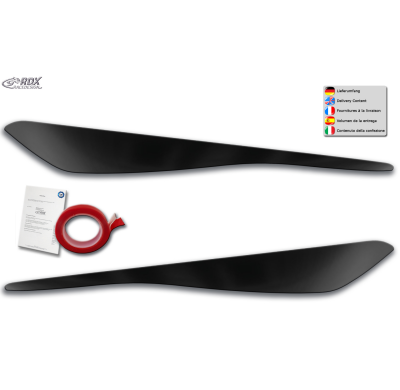 RDX Pestañas de faros para FORD Fiesta MK8 JHH (2017-2022) Light Brows NEGRO BRILLANTE Conjunto para ambos lados. Fabricado en p