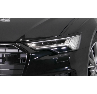 RDX Pestañas de faros para AUDI A6 4K C8 2F (2018+) Light Brows NEGRO BRILLANTE Conjunto para ambos lados. Fabricado en plástico