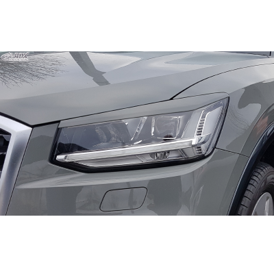 RDX Pestañas de faros para AUDI Q2 GA (2016+) Light Brows NEGRO BRILLANTE Conjunto para ambos lados. Fabricado en plástico PUR/A