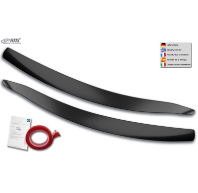 RDX Pestañas de faros para FORD Focus 4 DEH (2018-2022) Light Brows Negro BRILLANTE Conjunto para ambos lados. Fabricado en plás