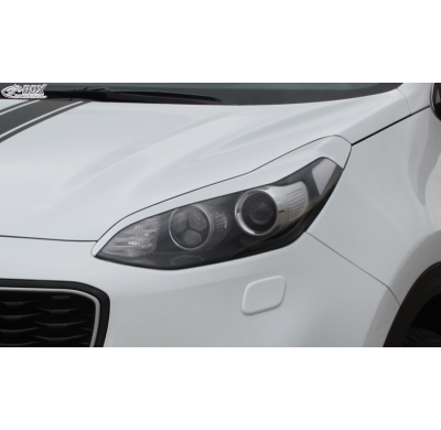 RDX Pestañas de faros para KIA Sportage QL / QLE (2015-2022) Light Brows NEGRO BRILLANTE Conjunto para ambos lados. Fabricado en
