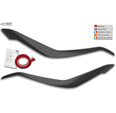 RDX Pestañas de faros para KIA Sportage QL / QLE (2015-2022) Light Brows NEGRO BRILLANTE Conjunto para ambos lados. Fabricado en